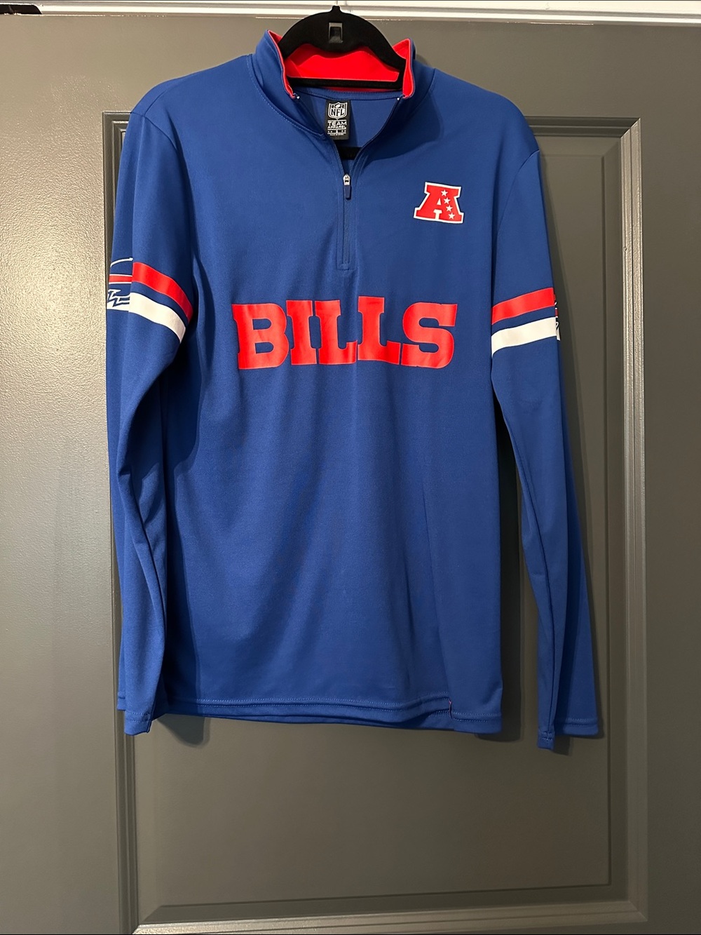 NFL Bills Blue Red Quarter-Zip Pullover